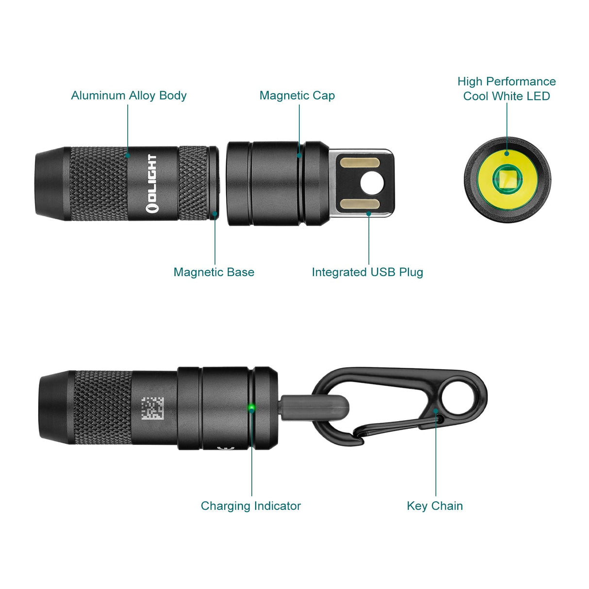 Olight imini 2 | Mini wiederaufladbare Schlüsselbund-Taschenlampe | 50 lm