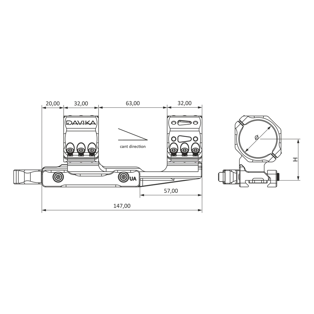 30 mm zielfernrohrmontage Cantilever | Picatinny QD Ergo-Basis